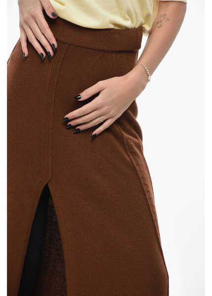 Fuste lungi Ermanno Scervino Knitted Midi Skirt With Front Split Brown Femei (BM 19710359) 3