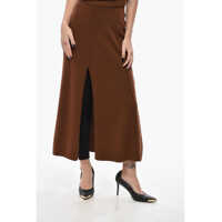 Fuste lungi Knitted Midi Skirt With Front Split Femei
