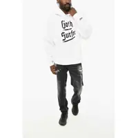 Hanorace DSQUARED2 pentru Barbati - Hanorace DSQUARED2 Cotton Crew-Neck Sweatshirt With Contrasting Print Black & White Barbati (BM 19710383) - B-mall.ro