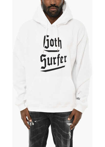 Hanorace DSQUARED2 Cotton Crew-Neck Sweatshirt With Contrasting Print Black & White Barbati (BM 19710383) 1