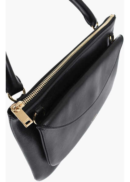 Genti de mana Jil Sander Leather Shoulder Bag With Frontal Pouch Black Femei (BM 19710386) 3
