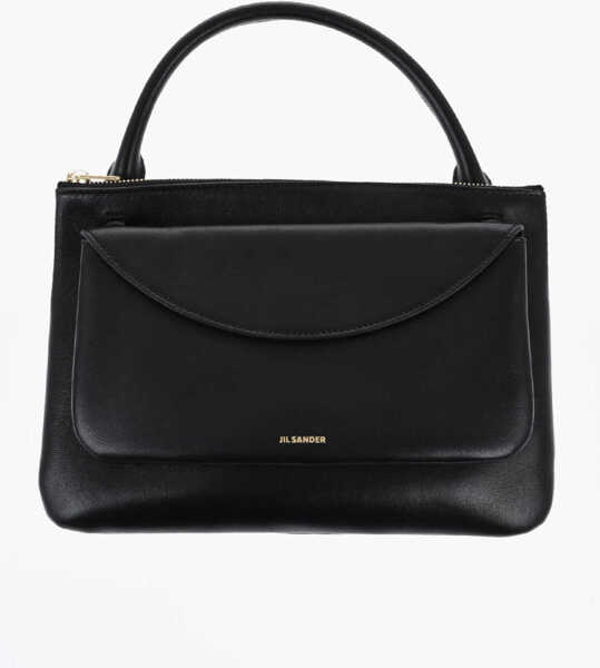 Genti de mana Jil Sander Leather Shoulder Bag With Frontal Pouch Black Femei (BM 19710386) 1
