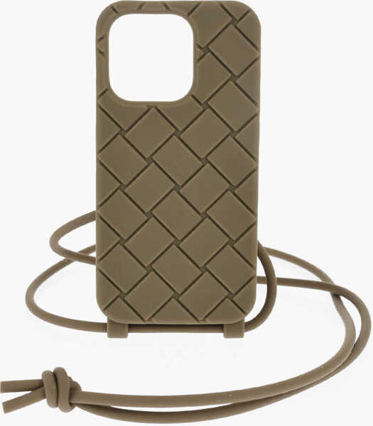 Huse mobil & tablete Bottega Veneta Silicone 14 Pro Iphone Case With Neck Strap Green Barbati (BM 19710410) 1