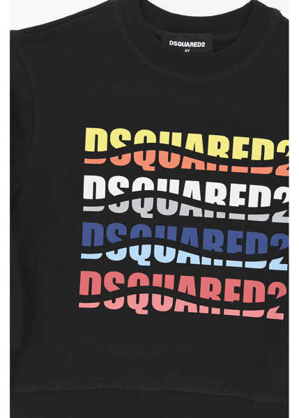 Bluze de trening DSQUARED2 Brushed Cotton Relax Crew-Neck Sweatshirt With Multicolor Lo Black Baieti (BM 19710419) 2