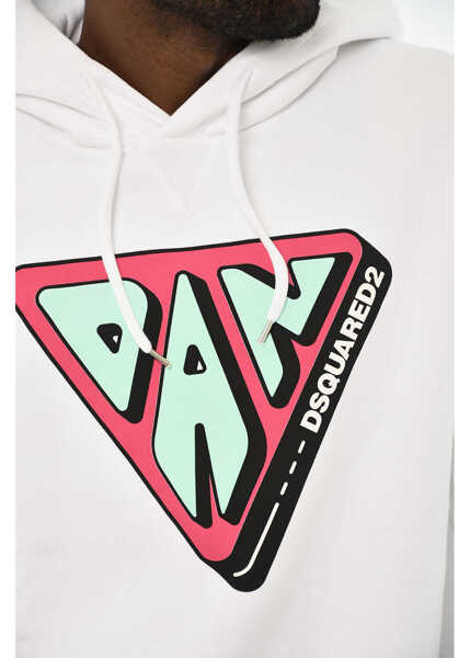 Bluze de trening DSQUARED2 Cotton Hoodie With Logo White Barbati (BM 19710422) 3