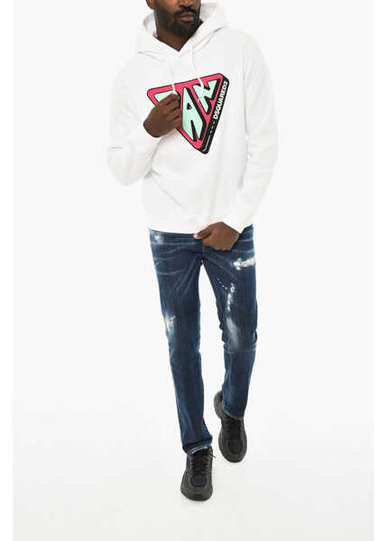 Bluze de trening DSQUARED2 Cotton Hoodie With Logo White Barbati (BM 19710422) 4