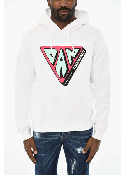 Bluze de trening DSQUARED2 Cotton Hoodie With Logo White Barbati (BM 19710422) 1