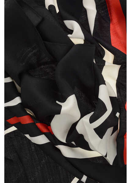 Esarfe Balenciaga Silk Blend Political Scarf With Jacquard Logo Black Barbati (BM 19710425) 2
