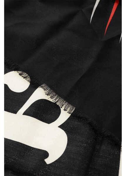 Esarfe Balenciaga Silk Blend Political Scarf With Jacquard Logo Black Barbati (BM 19710425) 3