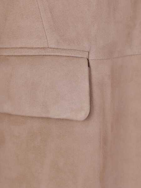 Jachete Brunello Cucinelli Suede Jacket with monile BROWN FREDDO Femei (BM 19710536) 4