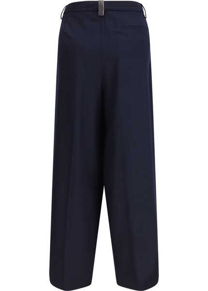 Pantaloni casual Fabiana Filippi Fluid techno-tailoring Trousers BLU NOTTE Femei (BM 19710545) 2