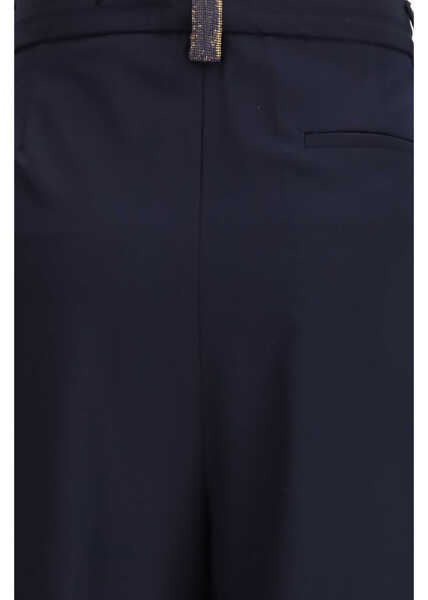 Pantaloni casual Fabiana Filippi Fluid techno-tailoring Trousers BLU NOTTE Femei (BM 19710545) 3