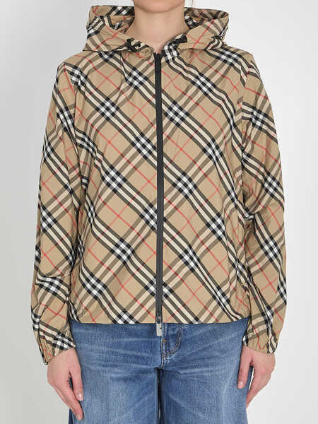 Bomber jacket Burberry Check Jacket With Hood BEIGE Femei (BM 19710566) 1