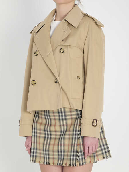 Geci de ploaie Burberry Cropped Trench Jacket In Gabardine YELLOW Femei (BM 19710569) 2