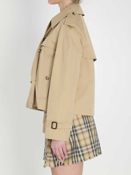 Geci de ploaie Burberry Cropped Trench Jacket In Gabardine YELLOW Femei (BM 19710569) 3