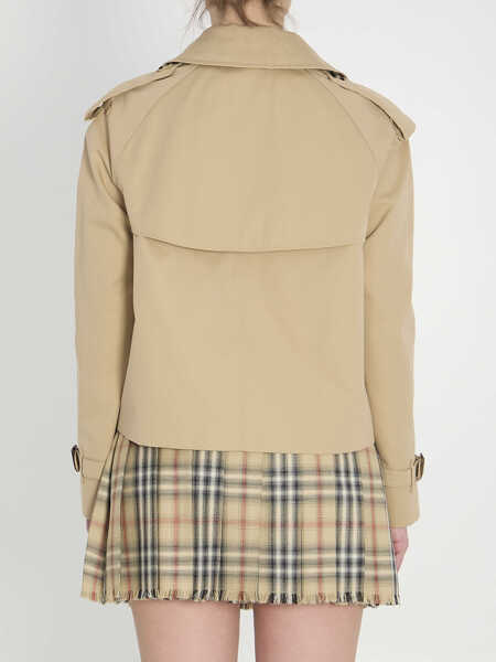 Geci de ploaie Burberry Cropped Trench Jacket In Gabardine YELLOW Femei (BM 19710569) 4