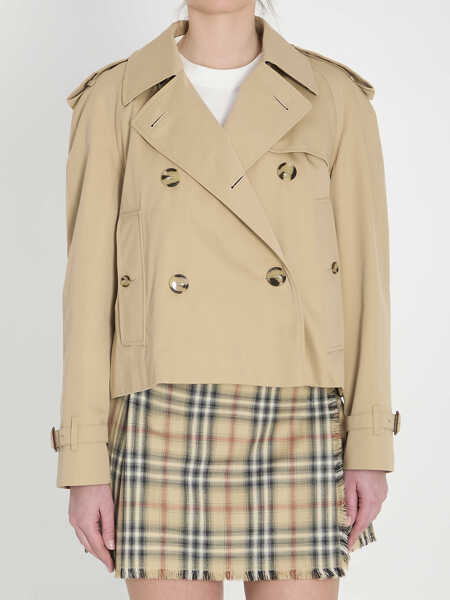 Geci de ploaie Burberry Cropped Trench Jacket In Gabardine YELLOW Femei (BM 19710569) 1