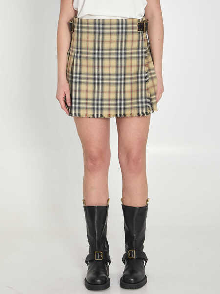 Fuste Burberry Mini Check Wool Kilt BEIGE Femei (BM 19710572) 1