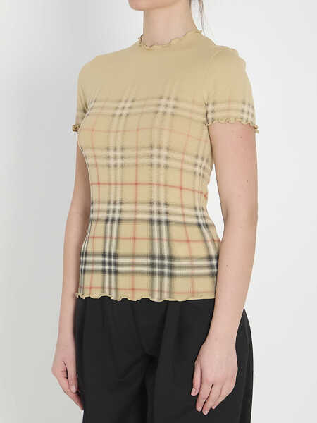 Tricouri Burberry Stretch Cotton T-Shirt BEIGE Femei (BM 19710578) 2