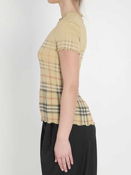 Tricouri Burberry Stretch Cotton T-Shirt BEIGE Femei (BM 19710578) 3