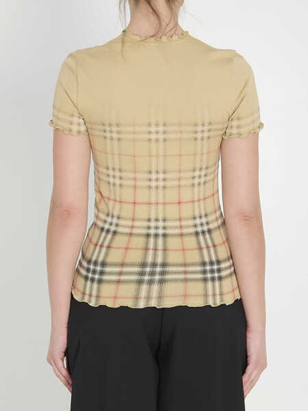 Tricouri Burberry Stretch Cotton T-Shirt BEIGE Femei (BM 19710578) 4
