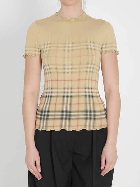 Tricouri Burberry Stretch Cotton T-Shirt BEIGE Femei (BM 19710578) 1