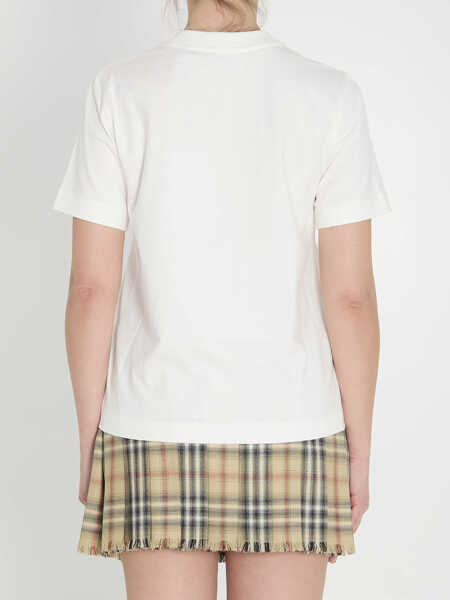 Tricouri Burberry Check Cotton T-Shirt WHITE Femei (BM 19710584) 4