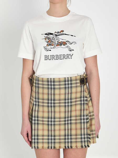 Tricouri Burberry Check Cotton T-Shirt WHITE Femei (BM 19710590) 1
