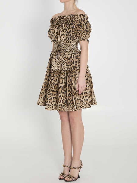 Rochii elegante Dolce & Gabbana Short Leopard Print Poplin Dress MULTICOLOR Femei (BM 19710602) 2