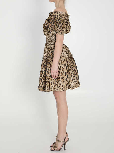 Rochii elegante Dolce & Gabbana Short Leopard Print Poplin Dress MULTICOLOR Femei (BM 19710602) 3