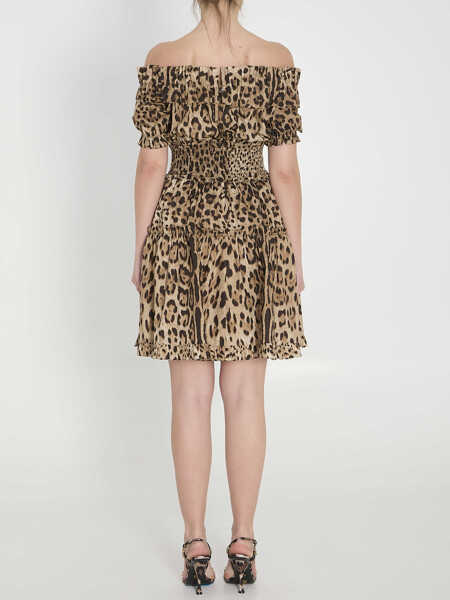 Rochii elegante Dolce & Gabbana Short Leopard Print Poplin Dress MULTICOLOR Femei (BM 19710602) 4