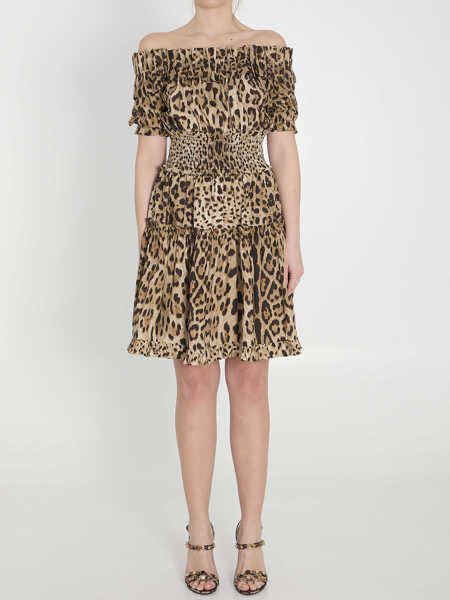 Rochii elegante Dolce & Gabbana Short Leopard Print Poplin Dress MULTICOLOR Femei (BM 19710602) 1