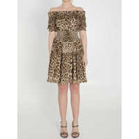 Rochii elegante Short Leopard Print Poplin Dress Femei