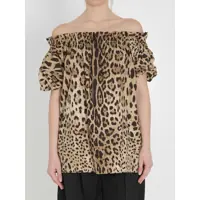 Bluze Leopard Print Poplin Top Femei