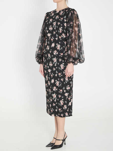 Rochii elegante Dolce & Gabbana Vintage Rose Print Charmeuse Dress BLACK Femei (BM 19710611) 2