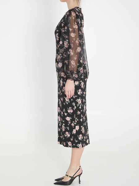 Rochii elegante Dolce & Gabbana Vintage Rose Print Charmeuse Dress BLACK Femei (BM 19710611) 3