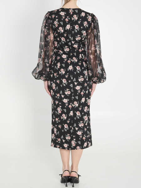 Rochii elegante Dolce & Gabbana Vintage Rose Print Charmeuse Dress BLACK Femei (BM 19710611) 4