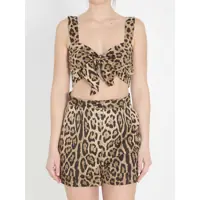 Bluze Leopard Print Poplin Top Femei