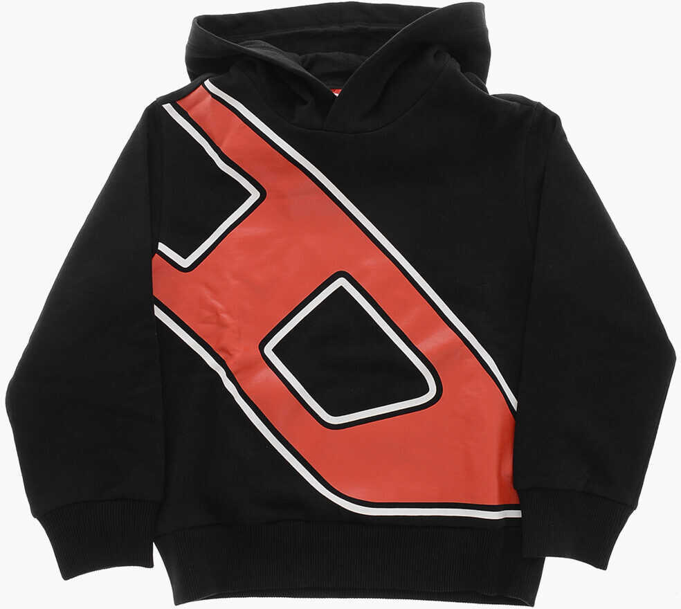 Bluze de trening Diesel Brushed Cotton Dave Hoodie With Print Black Baieti (BM 19710650) 1