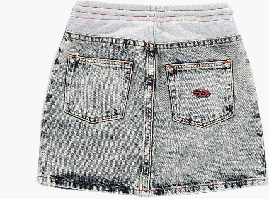Fuste Diesel Denim Gebixi Skirt With Fleece Details Blue Fete (BM 19710656) 3