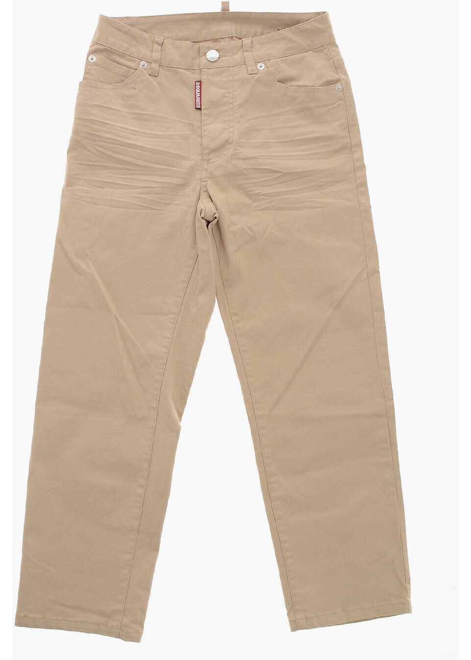 Pantaloni casual DSQUARED2 5-Pocket Stretch Cotton Boston Pants Beige Baieti (BM 19710689) 1