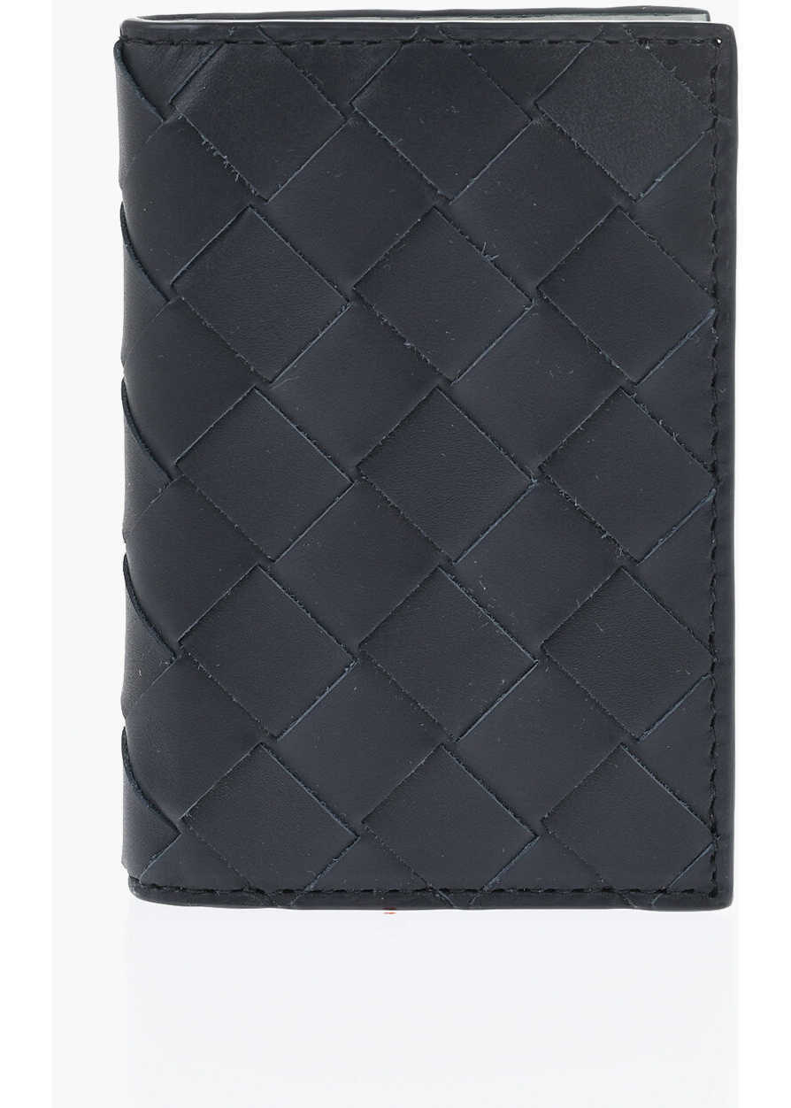 Portofele Bottega Veneta Braided Leather Wallet Midnight Blue Barbati (BM 19710692) 1