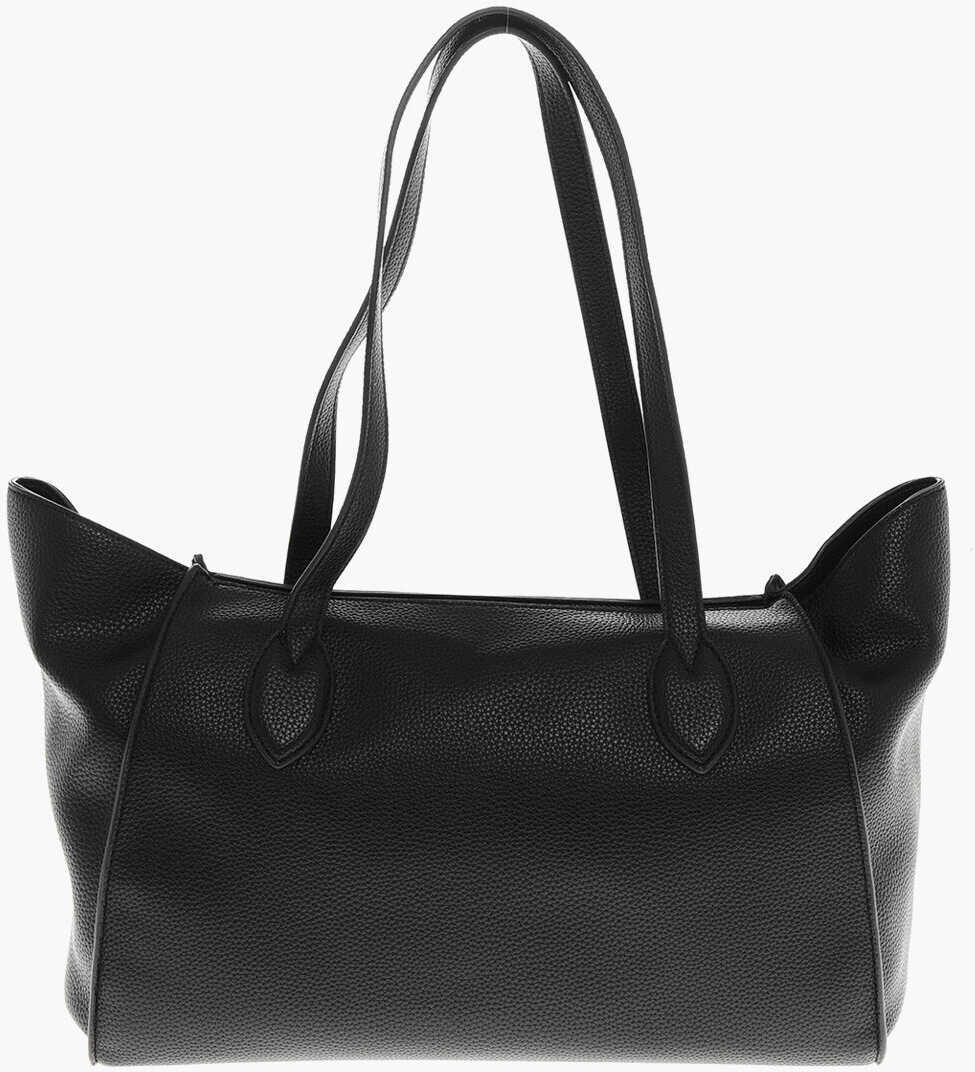 Genti de mana Moschino Love Textured Faux Leather Tote Bag With Chain Black Femei (BM 19710695) 2