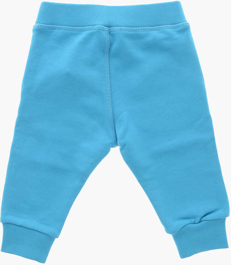 Pantaloni de trening DSQUARED2 Brushed Cotton Cuffed Sweatpants With Printed Logo Light Blue Baieti (BM 19710758) 3