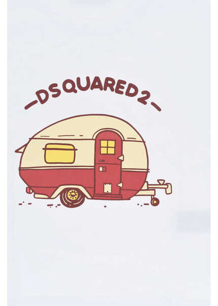 Tricouri DSQUARED2 Printed Cotton Jersey T-Shirt White Baieti (BM 19710761) 2