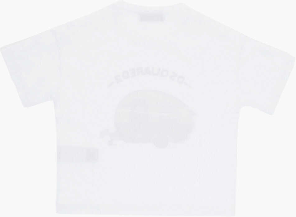 Tricouri DSQUARED2 Printed Cotton Jersey T-Shirt White Baieti (BM 19710761) 3
