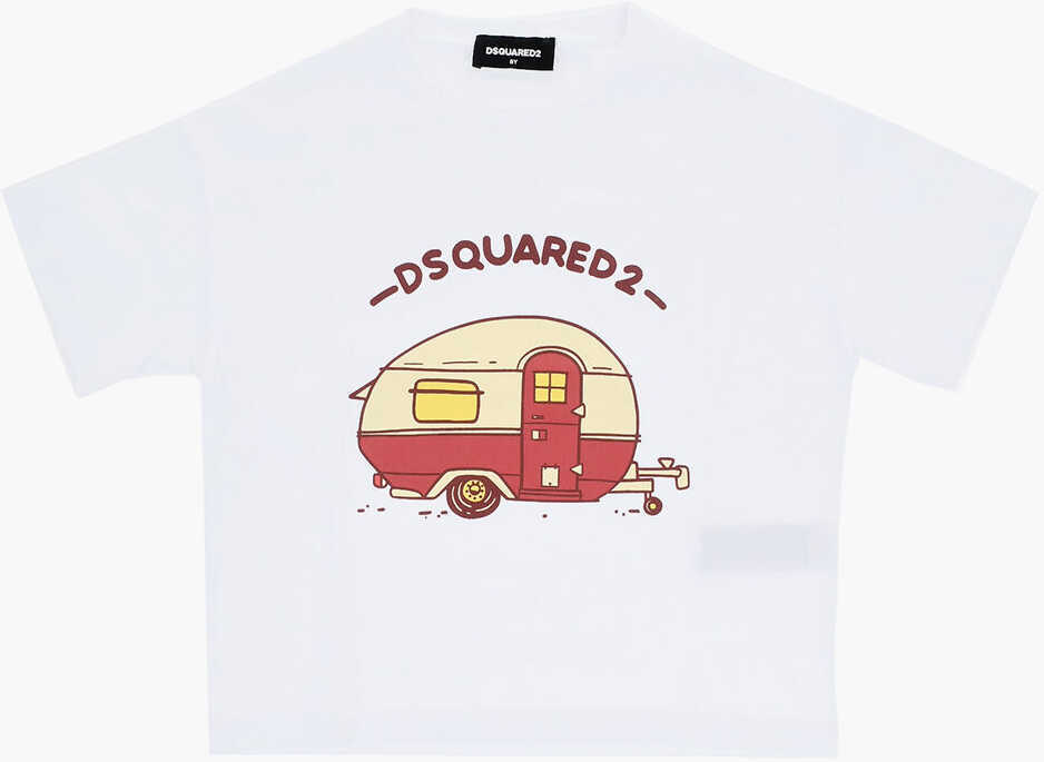 Tricouri DSQUARED2 Printed Cotton Jersey T-Shirt White Baieti (BM 19710761) 1