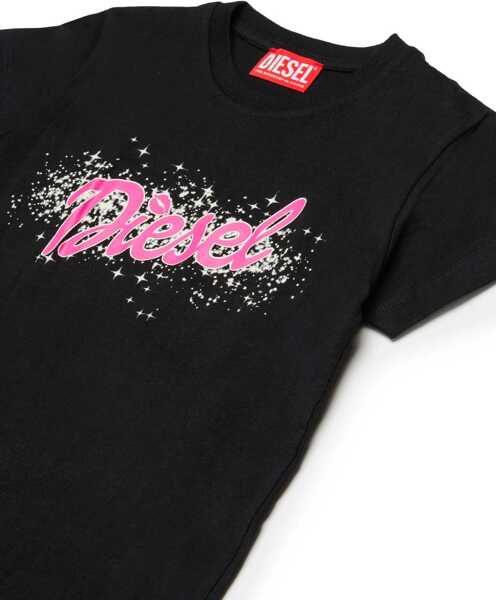 Tricouri Diesel Cotton Ticorsi Crew-Neck T-Shirt With Print Black Baieti (BM 19710770) 3