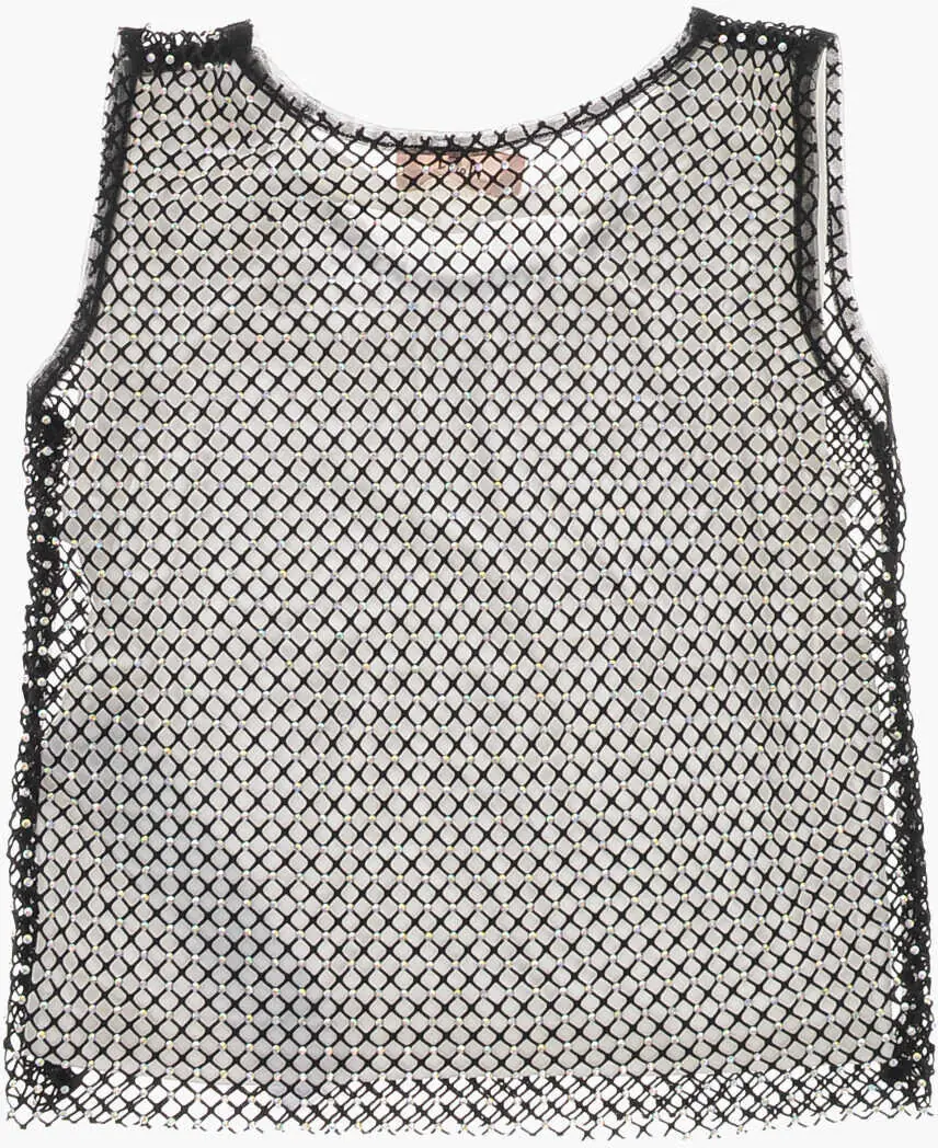 Bluze N21 Kids All-Over Rhinestoned Mesh Tank Top Black & White Baieti (BM 19710773) 3
