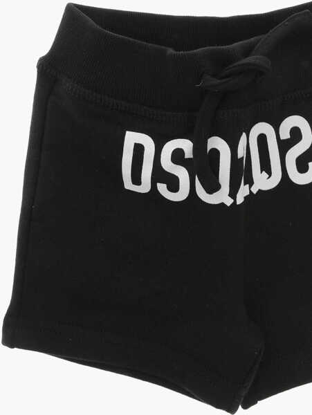 Pantaloni scurti DSQUARED2 Cotton Shorts With Frontal Logo Black Baieti (BM 19710797) 2